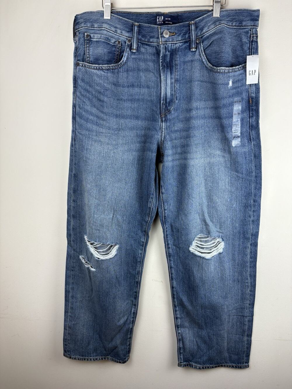 Gap Relaxed Fit Loose Men’s Medium Wash 34x30 Distressed Soft Baggy Grunge